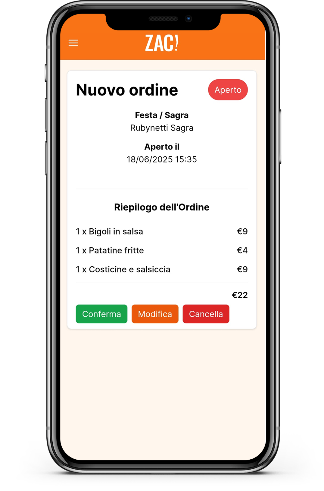 Riepilogo ordine