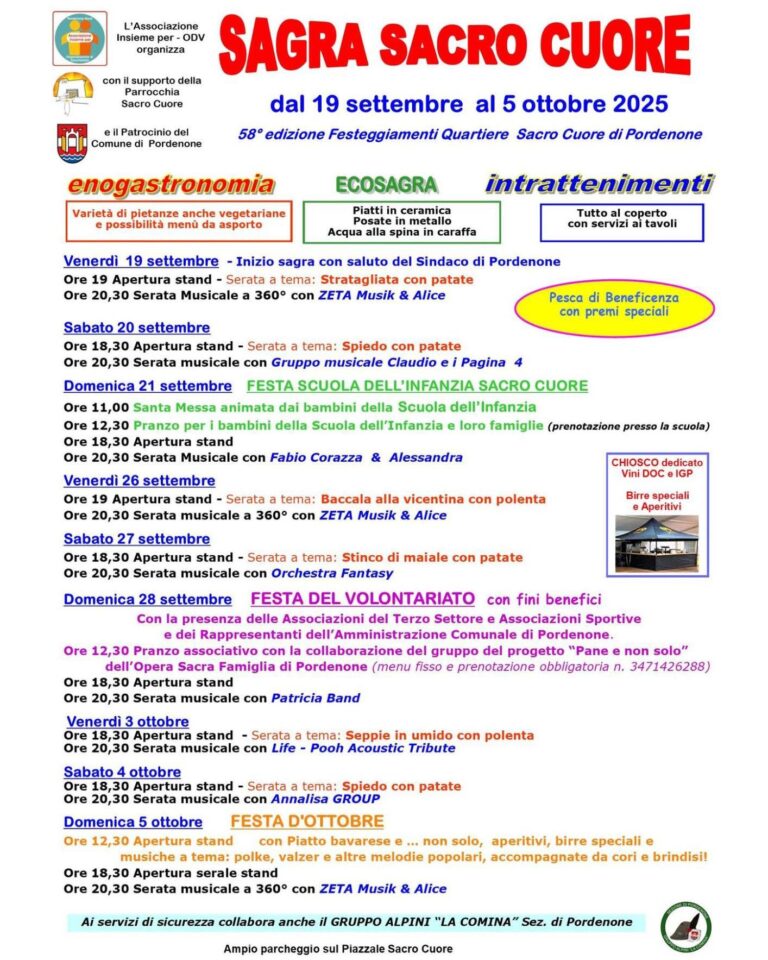 Locandina 58ª edizione della sagra Patronale del Sacro Cuore di Pordenone - 2025