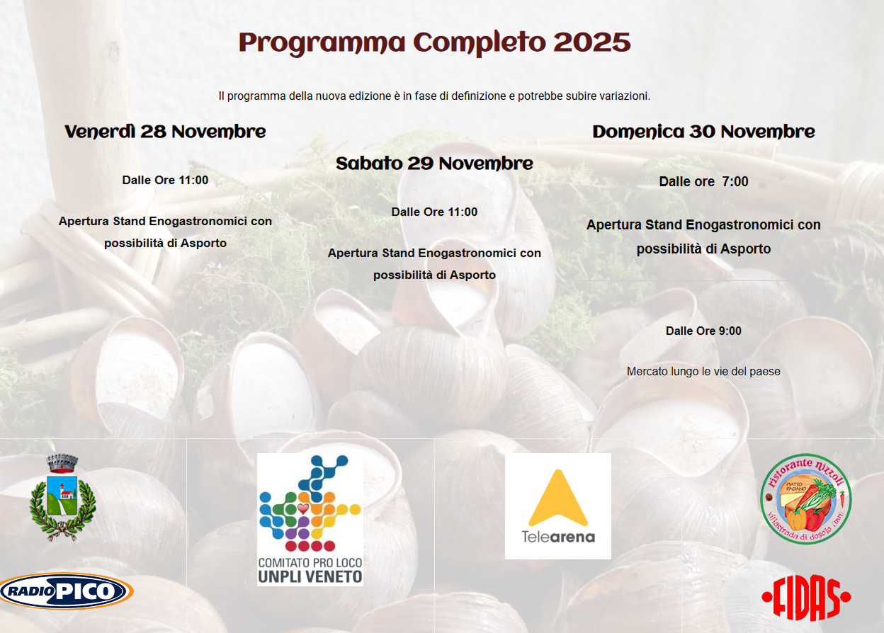 Locandina Edizione del 2025 della Festa delle Lumache