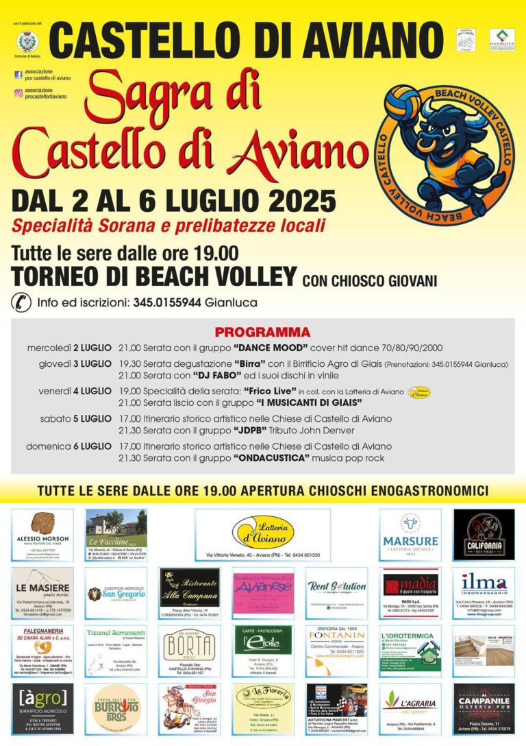 Locandina Sagra di Castel d'Aviano 2025