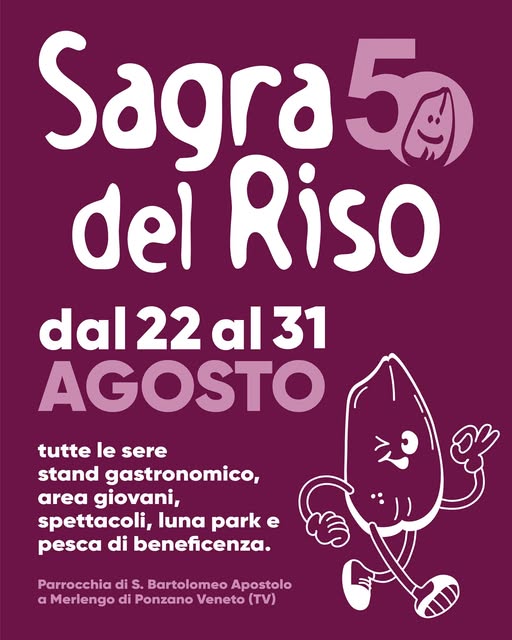 Locandina 50 anni della Sagra del Riso di Merlengo - 2025
